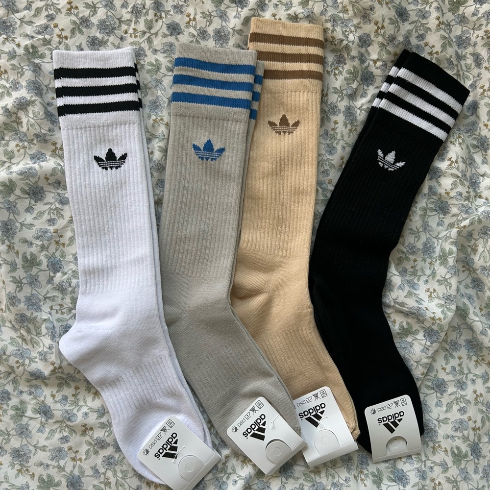 Adidas Kid’s Athletic Crew Knee Socks - White, Gray, Tan, Black